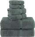 Chakir Turkish Linens 100% Cotton Premium Turkish Towels for Bathroom, 2 Large Bath Towels, 2 Hand Towels, 2 Washcloths (6-Piece Towel Set, Dark Gray)