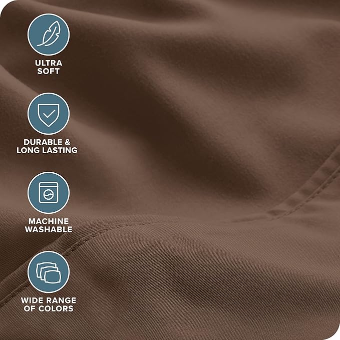 Bare Home Hotel Luxury Full XL Sheet Set, Extra Soft - 6 Piece Set - Deep Pockets - Easy Fit - Cooling & Breathable - Wrinkle, Fade, Stain Resistant - Includes 4 Pillowcases (Full XL, Cocoa)