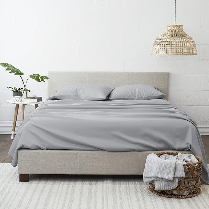 Linen Market Brushed Microfiber Full Sheet Set 4 Piece – Oeko-TEX Certified Ultra Soft & Wrinkle-Free - 16" Deep Pocket Sheets - Easy Care Full Size - Light Gray