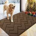 hicorfe Front Door Mat Outside Entrance,24"x35" Absorbent Muddy Dirt Resist Welcome Door Mats Outdoor Indoor,Stain and Fade Resistant,Non Slip Backing Entry Mat Doormat for Entryway (Dark Brown)
