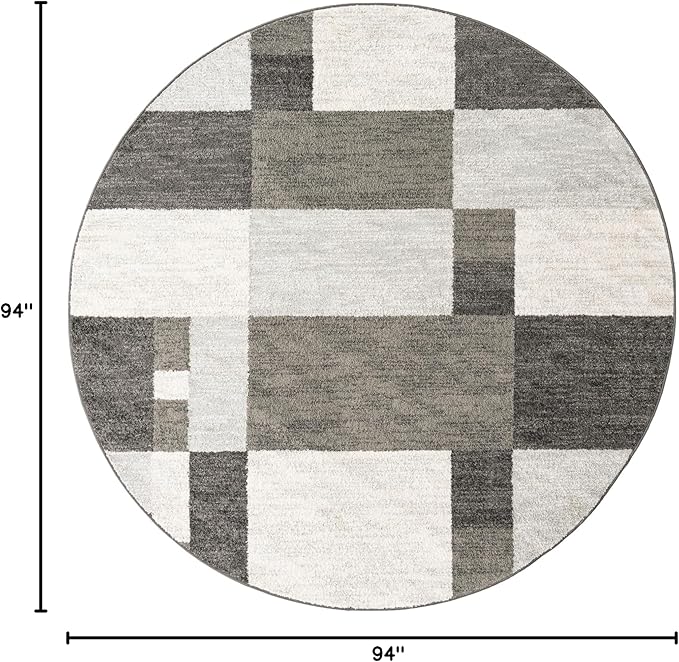Unique Loom Autumn Collection Area Rug - Providence (7' 10" Round, Gray/ Ivory)