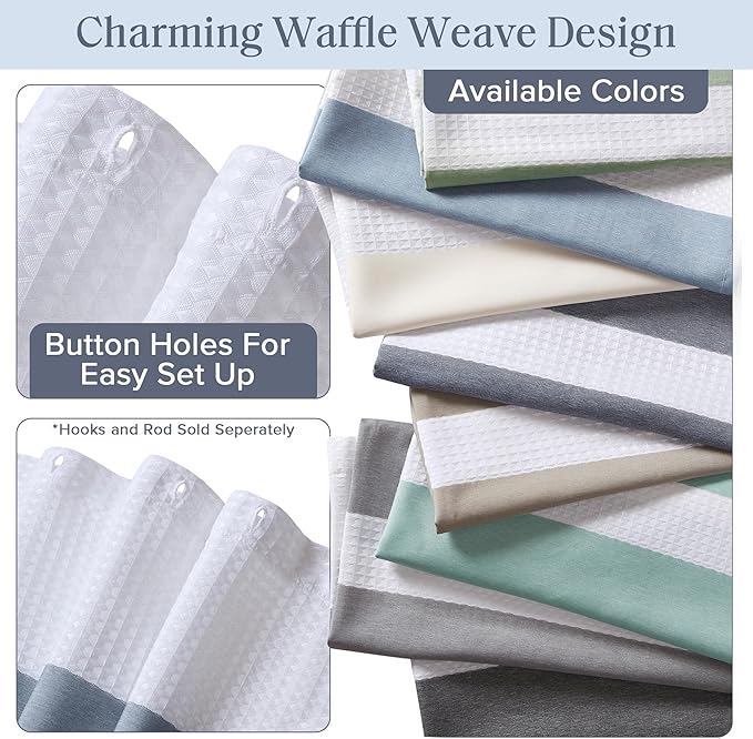 Madison Park Shower Curtain Spa Waffle Weave Long Shower Curtain for Bathroom 3M Scotchgard Moisture Management, Spa Quality Modern Shower Curtains for Bathroom, Long: 72x78 Indigo Blue