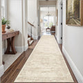 Runner Rug 2'6" x 12' Washable Non-Slip Runner Rugs for Kitchen Bathroom Laundry Room Vintage Ultra Thin Runners for Hallway Entryway Beige