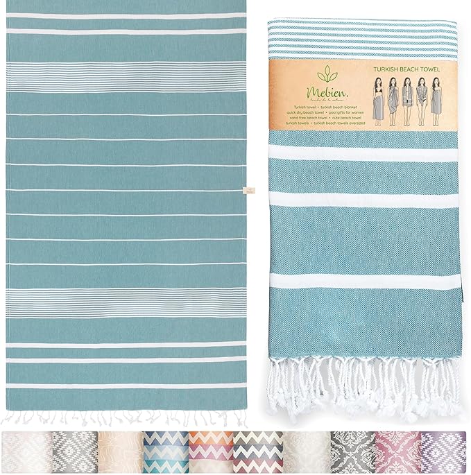 Premium Turkish Beach Towel (35”x 67”) – Lightweight, Quick Dry Beach Towel, Sand-Free, 100% Cotton – Teal