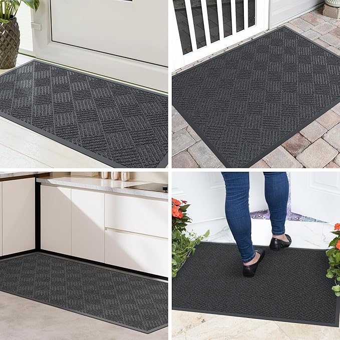 Front Door Mat, 6' x 4' Heavy Duty Indoor Outdoor Doormat, Non-Slip Backing Welcome Mats for Entryway, Low Profile, Commercial Door Mats