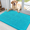 OLANLY Dog Door Mat for Muddy Paws 36x24, Absorbs Moisture and Dirt, Absorbent Non-Slip Washable Doormat, Quick Dry Chenille Mud Mat for Dogs, Entry Indoor Entryway Carpet for Inside Floor, Aqua Blue