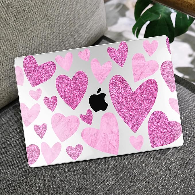 MEEgoodo for MacBook Air 13 inch Case 2021 2020 2019 2018 Released A2337 M1 A2179 A1932 with Touch ID, Plastic Hard Shell & Keyboard Cover Compatible with MacBook Air Case 13.3,Glitter Hearts