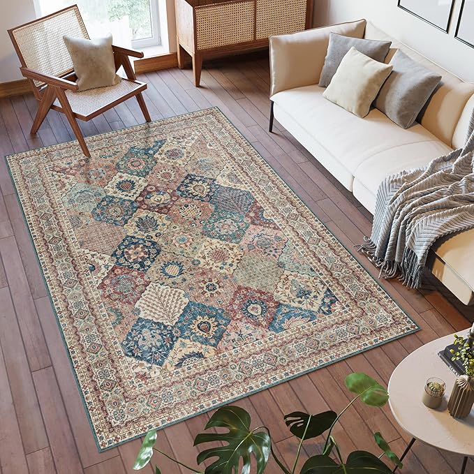 Gertmenian Indoor Boho Area Rug - 8x10 Large, Non Slip, Super Strong, Ideal for High Traffic Areas in Bedroom, Living Room, Kitchen - Cinzia, Bronze, 28508