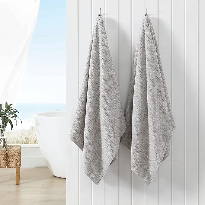 Tommy Bahama - Bath Towels, 100% Soft & Absorbent Cotton with Zero Twist Construction, Medium Weight Bathroom Towels (Northern Pacific Pelican Grey, 2 Piece)