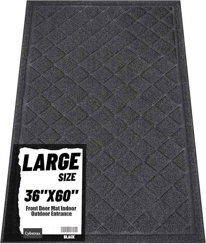 Front Door Mat Indoor Outdoor Entrance, 36" x 60" All-Season Heavy Duty Waterproof Doormat, Non-Slip Absorbent Entryway Mat, Easy to Clean, Low Profile Commercial Floor Mat for Indoor Outdoor