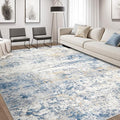 Area Rug Living Room Rugs - 6x9 Abstract Large Soft Indoor Washable Rug Neutral Modern Low Pile Carpet for Bedroom Dining Room Farmhouse Home Office - Blue