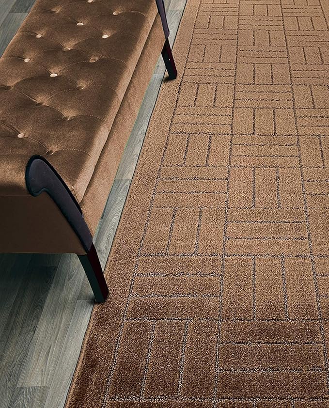 Custom Length Hallway Runner Rug,Slip Resistant,Bricks Brown, 26 Inch X 19 feet, Sold and Priced Per Foot