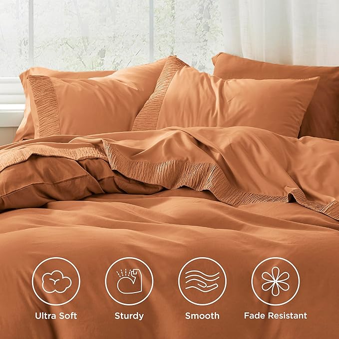 Bedsure King Size Sheets Set - 4 Pieces Soft King Sheets - Breathable & Cooling - Hotel Luxury - Easy Care Polyester Microfiber Bedding for Women, Men, Dusty Orange