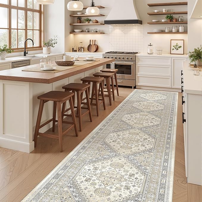 zesthome Washable Runner Rug 2.5x14 - Stain Resistant Entryway Rug,Ultra-Thin Kitchen Rugs, Anti Slip Backing Runner Rugs for Entrance Laundry Room Indoor Hallway (Beige,2.5'x14')