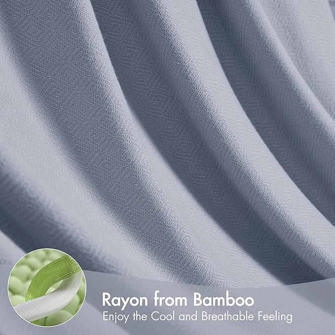 Madison Park King Size Blanket, 70% Rayon Bamboo-Based, 30% Cotton, Breathable for Hot Sleepers Menopause, Ultra Soft and Snag-Resistant, Summer Blanket for Bed or Couch, King 108"x90", Light Blue