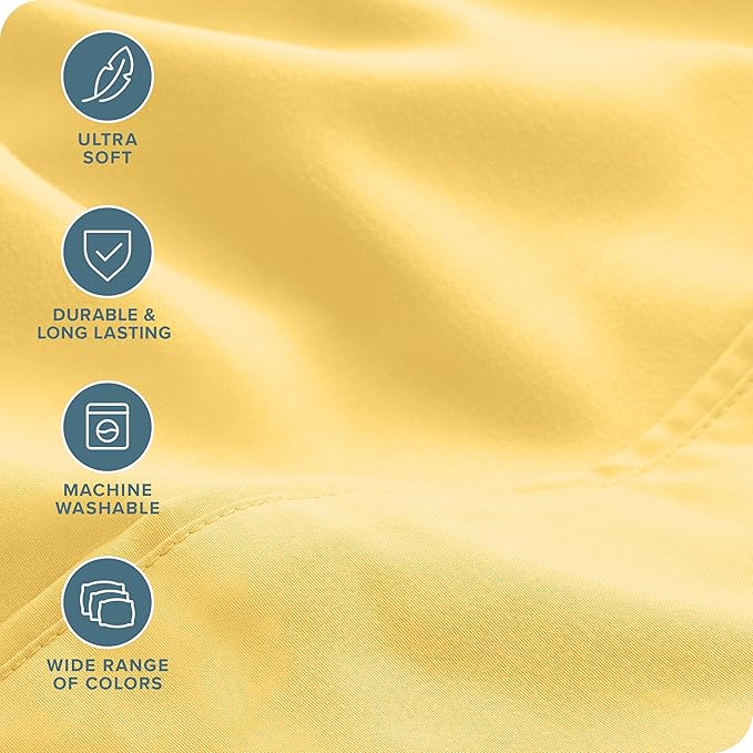 Bare Home Hotel Luxury Twin XL Sheet Set, Extra Soft - 4 Piece Set - Deep Pockets - Easy Fit - Cooling & Breathable - Wrinkle, Fade, Stain Resistant - Includes 2 Pillowcases (Twin XL, Lemon Drop)