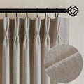 Flax Linen Curtains Pinch Pleated 84 Inch Length 2 Panels for Living Room Bedroom Burlywood Birch Semi Sheer Rustic Farmhouse Back Tab Pinch Pleat Hooks Rings Window Curtain 84 Inches Long Taupe
