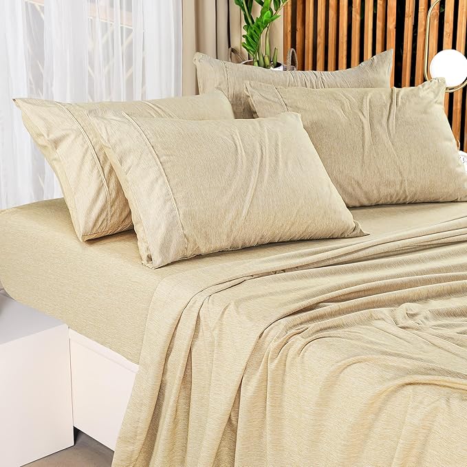 Utopia Bedding Queen Sheet Set – 4 Piece Bed Sheets for Queen Size Bed, Soft and Breathable Microfiber, Includes 1 Fitted Sheet, 1 Flat Sheet and 2 Pillowcases (Heather Beige)