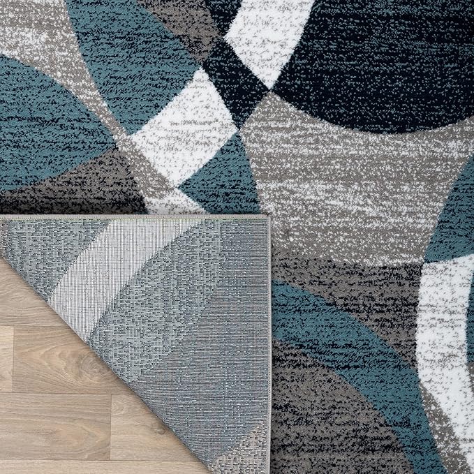 Rugshop Blue Modern Geometric Indoor Small Area Rug, Overlapping Circle Pattern, Fade Resistant, Non-Shedding, for Bedroom, Home Office and Reading Nook, 3'3" x 5'