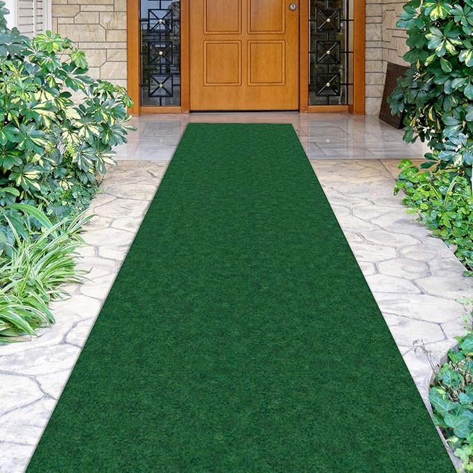Ottomanson 2'7" x 54' Hallway Runner with Scraper Pile - Extra Durable Non-Slip Rug Mat for Indoor & Outdoor Use - Ideal for Kitchen, Entryway & Garage - High-Traffic Carpet, Green