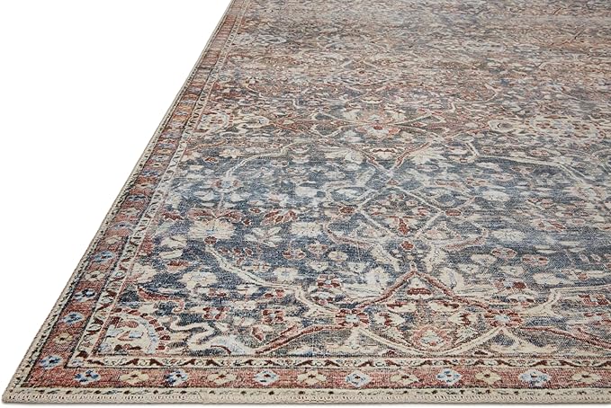 Loloi Chris Loves Julia Jules Collection JUL-06 Denim/Spice 2'-6'' x 12'-0'', .13" Pile Height, Runner Rug