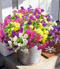 Artificial Flowers Fake Plants for Outdoors Decoration, 12 Bundles Silk Morning Glory with Eucalyptus Realistic UV Resistant Faux Flowers for Outside Planter Porch Yard Patio Garden Home Indoor, Mix
