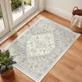 zesthome 2x3 Entryway Rug, Soft Washable Rugs, Non Slip Area Rug, Stain Resistant Low Pile Rugs for Bedroom, Vintage Rug for Door Mat, Kitchen (Beige,2'x3')