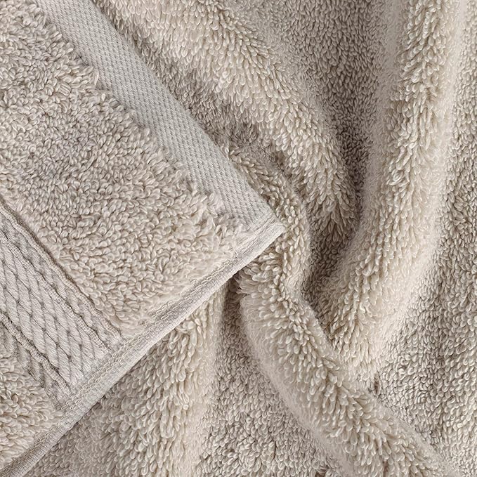 SUPERIOR Egyptian Cotton Pile 9 Piece Towel Set, Includes 3 Bath, 3 Hand, 3 Face Towels/Washcloths, Ultra Soft Luxury Towels, Thick Plush Essentials, Guest Bath, Spa, Hotel Bathroom, Stone