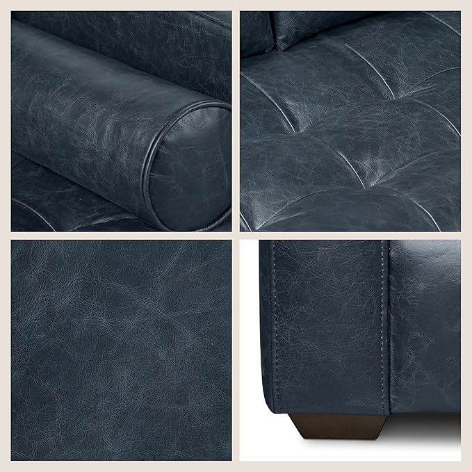 Poly & Bark Napa 82" Leather Pull‑Out Sleeper Sofa – Full‑Grain Italian Leather Upholstery,Tri‑Layer Mattress & Storage Console –Sophisticated Multi‑Functional Sofa Bed for Living Rooms & Guest Spaces