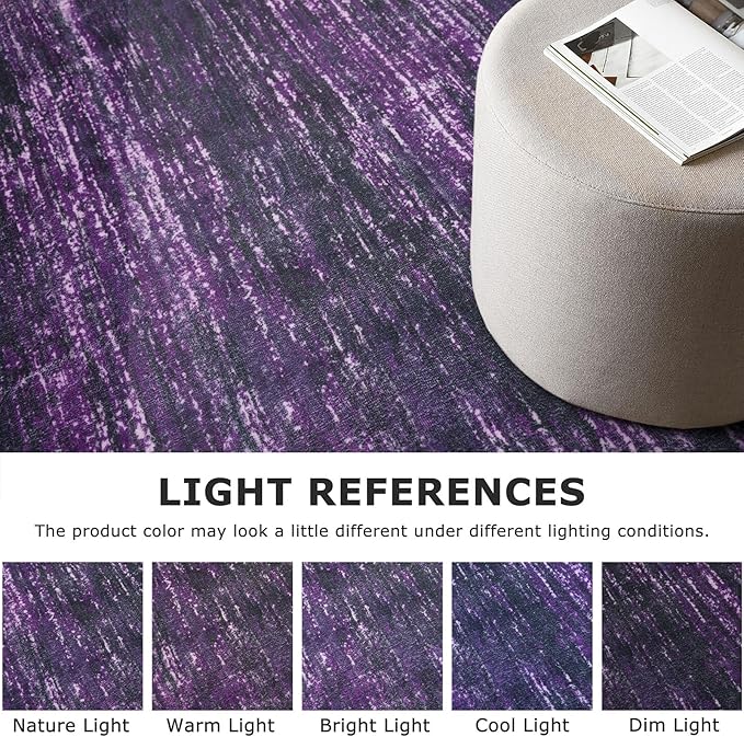 2x5 Modern Abstract Runner Rug for Hallways, Purple White Super Soft Hallway Decor Kitchen Rugs with Non-Slip, Non-Shedding Washable Rug for Hallways Entryway Bedroom Indoor