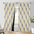 Beauoop 100% Blackout Curtains 96 Inches Long 2 Panels for Bedroom Living Room Yellow Grey Moroccan Geo Room Darkening Thermal Insulated Soundproof Rod Pocket Back Tab Window Treatments Drapes, 50x96