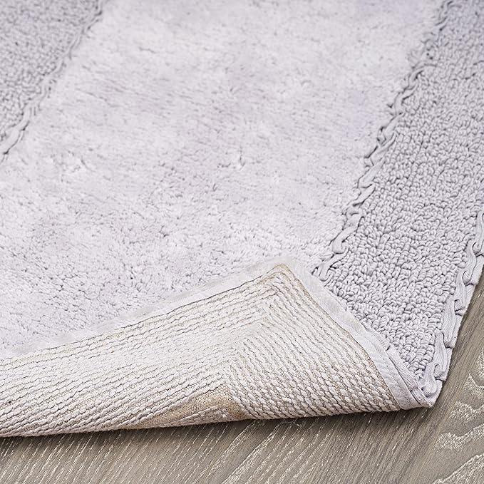 Laura Ashley Ruffle Border 100% Cotton Bath Rug Set, Purple, 17" x 24"/ 20" x 32"
