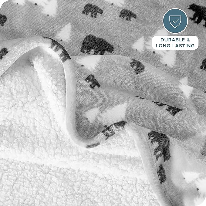 Bare Home Sherpa Fleece Blanket - Twin/Twin Extra Long - Blanket for Bed, Sofa, and Couch - Warm & Lightweight - Fluffy & Soft - Reversible (Twin/Twin XL, Kodiak)