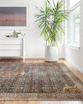 Loloi Layla Collection LAY-09 Cobalt Blue/Spice 2'-0" x 5'-0" .13" Thick Accent Rug, Soft, Durable, Vintage Inspired, Distressed, Low Pile, Non-Shedding, Easy Clean, Printed, Living Room Rug