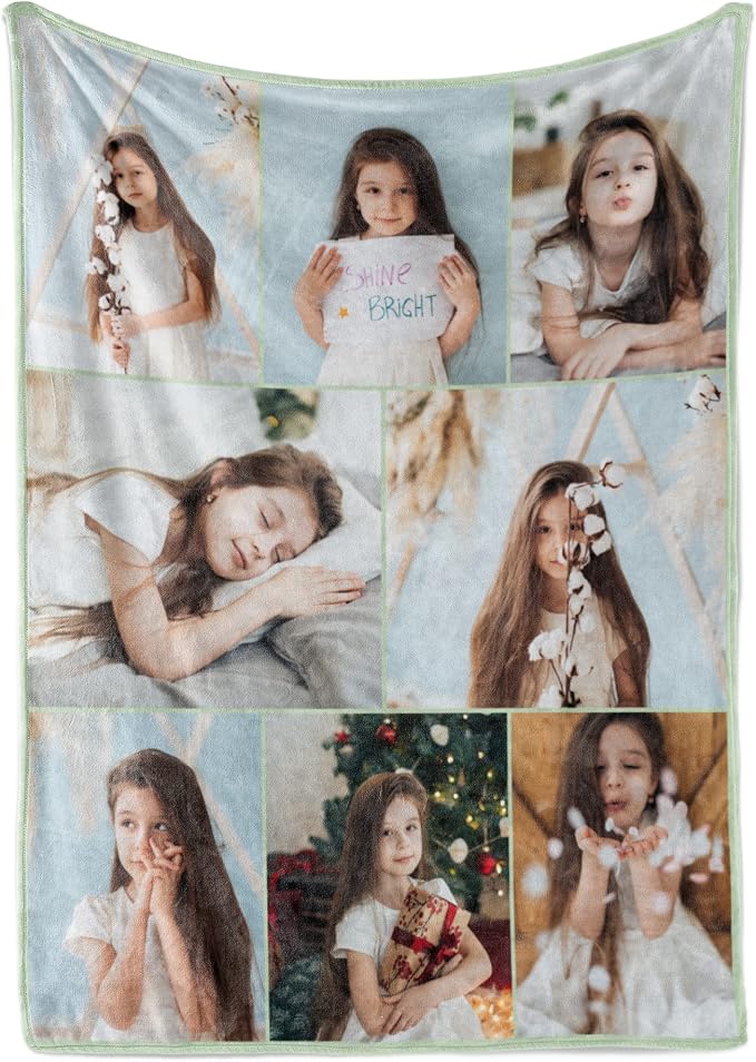 Ships Next Day, Custom Blanket with Picture - Printed in USA, Personalized Photo Blanket (Fleece – 60x80)