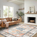 6x9 Area Rug, Ultra-Soft Washable Rug for Living Room, Dinner Room, Bedroom, Non-Slip Vintage Floral Rug, Indoor Carpet Large Area Rug, Orange