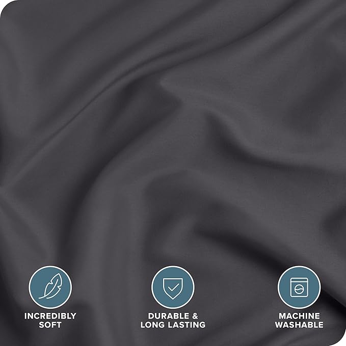 Bare Home Bedding Duvet Cover Extra Long Size - Premium 1800 Super Soft Collection - Lightweight, Cooling - Soft Breathable Bedding Duvet Cover (Twin/Twin XL, Forged Iron Grey)