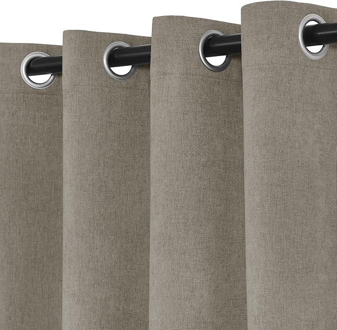 Macochico Thermal Blackout Chenille Curtains 100% Blackout Window Draperies for Living Room Bedroom Auditorium Banquet Hotel Light Taupe Curtains with Tieback Classic Home Decor 72" Wx102 L 1 Panel