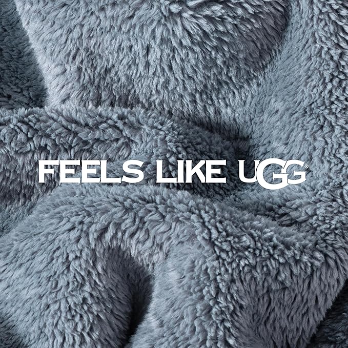 UGG Whitecap Plush Throw Blanket Fleece Lightweight Soft Cozy Throw for Couch or Bed Luxury Home Decor for Living Room Washable Hypoallergenic Blankets for Dorm Decor, 50-inch x 70-inch, Denim Blue