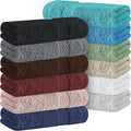White Classic Luxury Cotton Washcloths 13x13 Inch - 650 GSM Turkish Cotton | Hotel, Spa, Bathroom Face Towel | 12 Pack, Multicolor