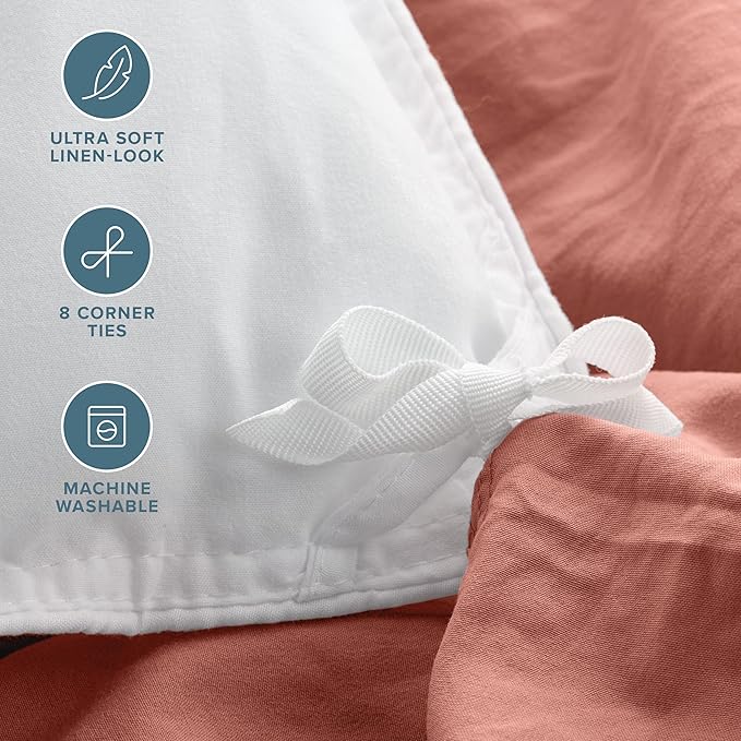 Bare Home Microfiber Duvet Cover Set - Ultra Soft Washed Microfiber - King/California King - Linen-Like Look - Easy Care - Breathable Fabric - Our Softest Duvet Cover Set (King/Cal King, Dusty Rose)