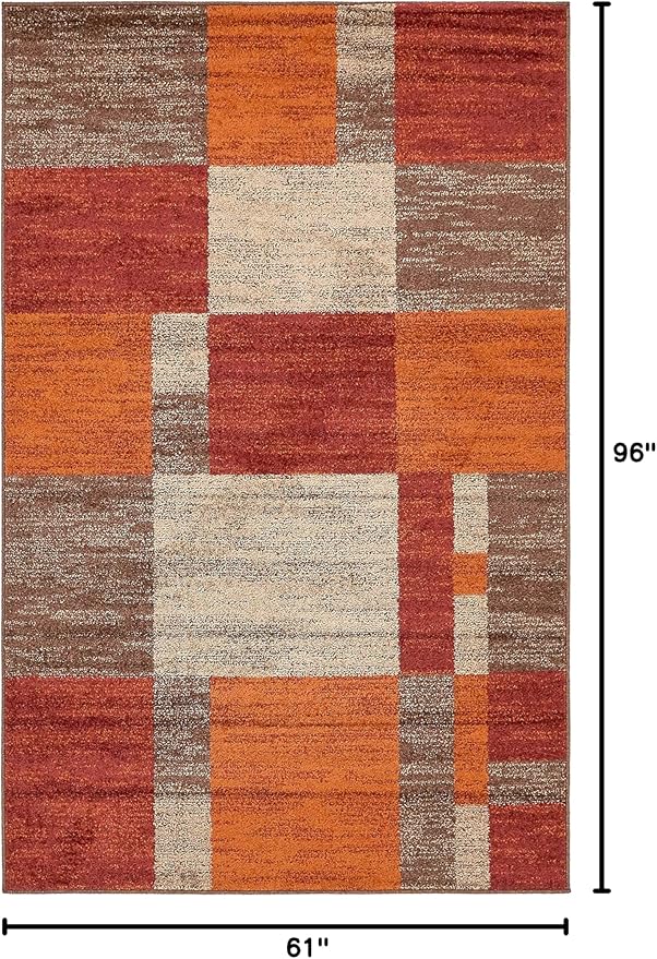Unique Loom Autumn Collection Modern Contemporary Casual Abstract Area Rug, 5' 3" x 8', Multi/Dark Brown