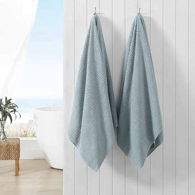 Tommy Bahama - Bath Towels, Highly Absorbent & Soft Bathroom Essentials, Low Linting & Fade Resistant, Oeko-Tex Certified (Northern Pacific Turquoise, 2-Piece)