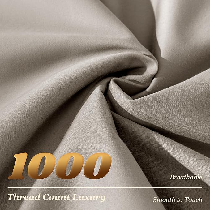 LBRO2M 1000 Thread Count 100% Egyptian Cotton Sheets Set Full Size, 4 Piece Sets Bed Sheet Deep Pocket Sheet Set 16" Soft Comfortable All Season (Full, Tapue)