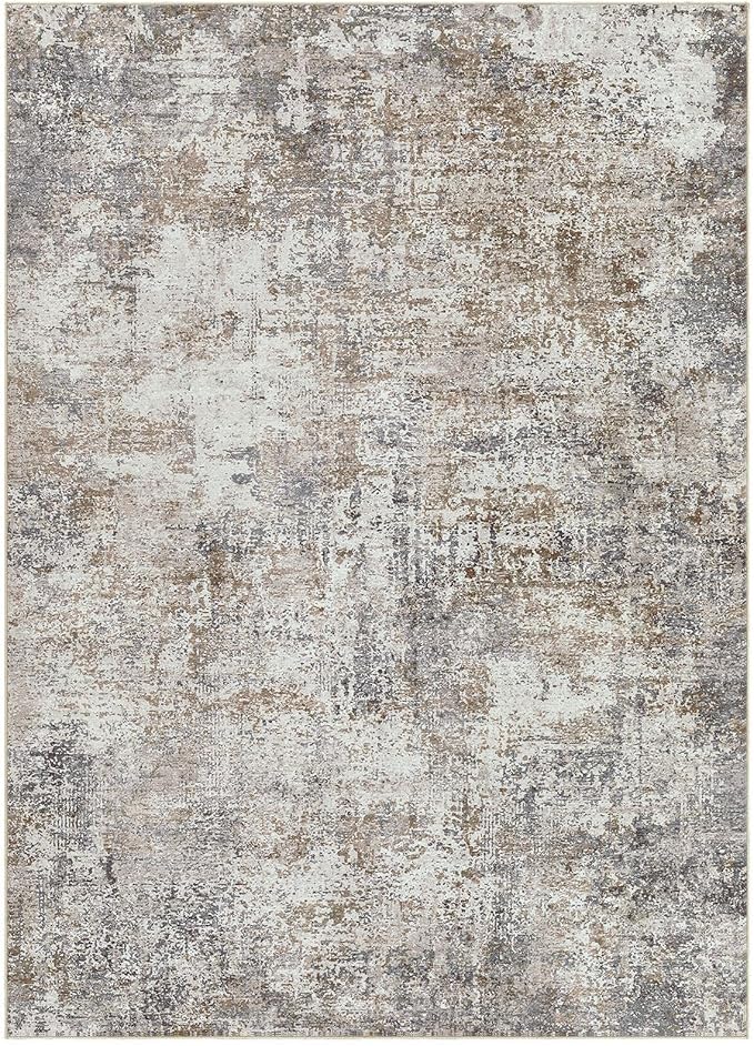 Area Rug Living Room Rugs - 6x9 Washable Large Soft Indoor Neutral Modern Abstract Low Pile Rug Carpet for Bedroom Dining Room Farmhouse Home Office - Brown/Grey/Black
