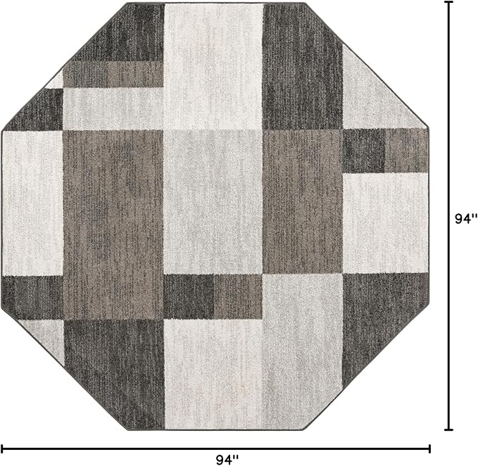 Unique Loom Autumn Collection Area Rug - Providence (7' 10" Octagon, Gray/ Ivory)