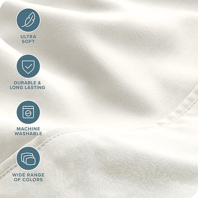 Bare Home Hotel Luxury Full XL Sheet Set, Extra Soft - 6 Piece Set - Deep Pockets - Easy Fit - Cooling & Breathable - Wrinkle, Fade, Stain Resistant - Includes 4 Pillowcases (Full XL, Cream)