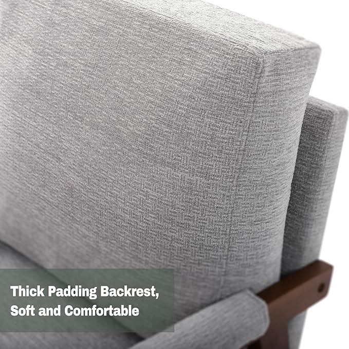 Accent Chairs for Living Room Set of 2, Modern Arm Chairs for Bedroom, Wooden Upholstered Mid Century Accent Chairs, Grey