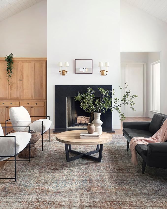 Loloi Chris Loves Julia Jules Collection JUL-05 Lagoon/Brick 5'-0'' x 7'-6'', .13" Pile Height, Area Rug
