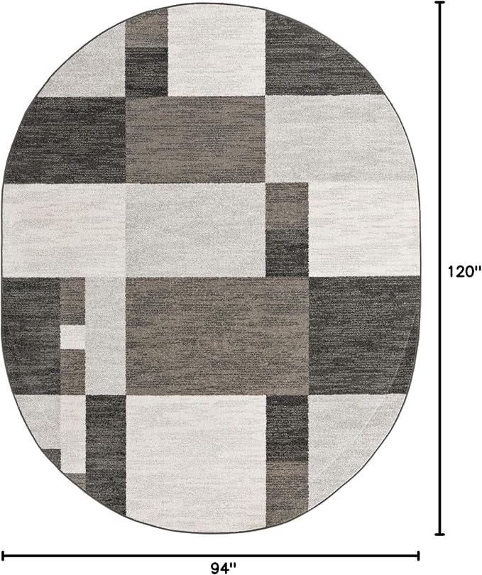 Unique Loom Autumn Collection Area Rug - Providence (7' 10" x 10' Oval, Gray/ Ivory)